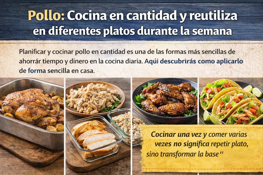 Foto 2 Pollo: Cocina en cantidad y reutiliza en diferentes platos durante la semana