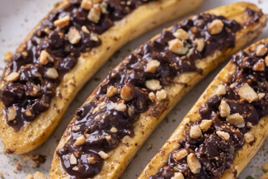 Foto 3 Plátano asado con chocolate en la freidora de aire