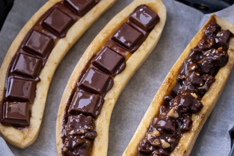 Foto 2 Plátano asado con chocolate en la freidora de aire