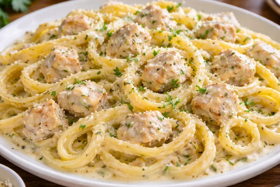 Pasta a los 3 quesos con pollo- Receta 218