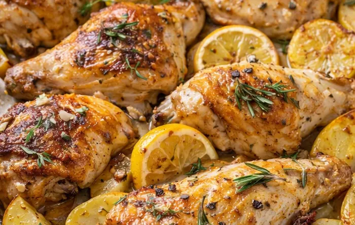 Receta Pollo al horno con limón y hierbas