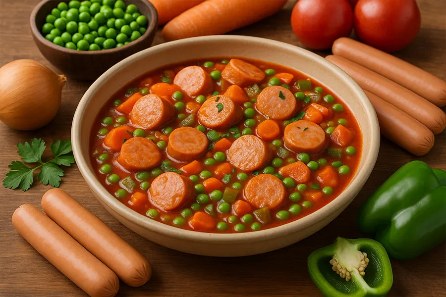 Salchichas de Frankfurt a la jardinera- Receta 134