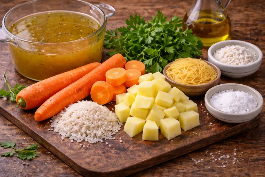 Foto 2 Sopa de fideos con zanahoria, arroz y patata