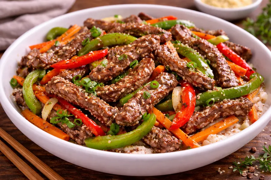 Receta Tiras de ternera estilo wok con verduras: receta rápida y fácil